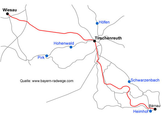 Vinzinabahnradweg  Landkarte Bayern